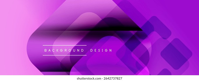 Abstract purple background. Overlapping rounded shapes create dynamic visual effect. Text reads background design. Modern, vibrant composition.