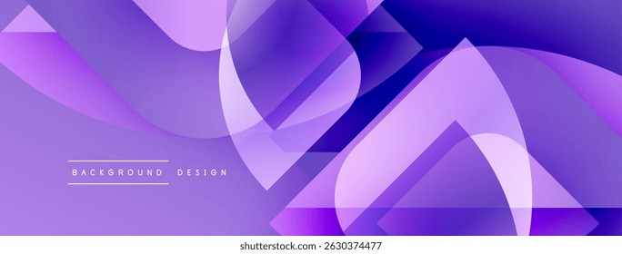 Abstract purple background. Overlapping shapes create dynamic flow, modern design. Smooth gradients, elegant composition.