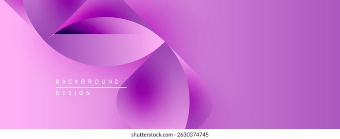 Abstract purple background. Overlapping shapes create dynamic visual flow, modern design elements present. Smooth gradients enhance depth.