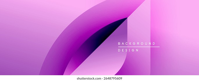 Abstract purple background. Overlapping shapes create dynamic flow, modern design elements present. Minimalist aesthetic.