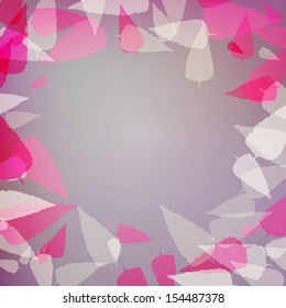Abstract purple background with pink leaves
