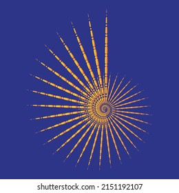 abstract purple background with radial orange and yellow rays. vector illustration