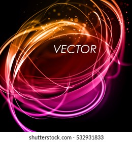 Abstract purple background with shine filament. Stylish vector frame
