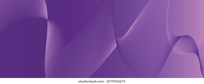 Abstract purple background with smooth, flowing waves. The purple background features a gradient and subtle texture for a dynamic look. Minimal abstract wavy gradient vector background