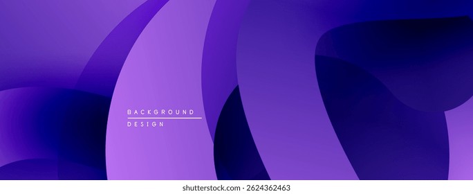 Fundo roxo abstrato. Formas fluidas suaves criam um design moderno. Óculos de gradiente oferecem profundidade visual, textura. Estética minimalista.