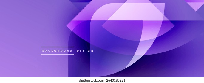 Abstract purple background. Smooth shapes overlap creating dynamic visual effect. Modern design element for banners, websites.