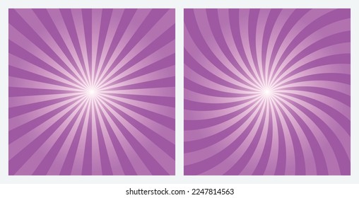 Abstract purple background with sun ray. Summer vector illustration for design,