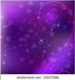 Abstract purple background with swirl floral elements