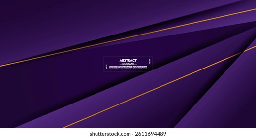 Abstract purple background. Triangles on dark color geometric design. Futuristic background vector illustration of overlapping paper pieces and modern golden lines. Vector Eps10