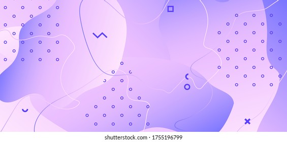 Abstract Purple Background. Violet Memphis Shapes. Fluid Motion. Futuristic Decoration. Pink Vector Template. Pastel Purple Background. Gradient Memphis Pattern. Abstract Purple Poster.