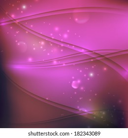 abstract purple background with waves and sparkles