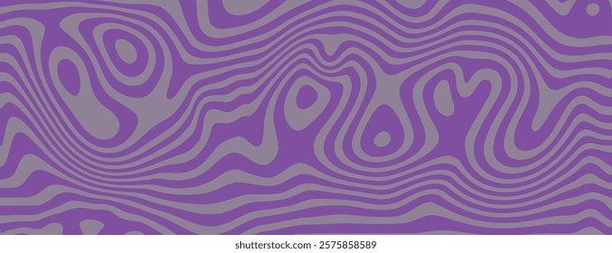 Abstract purple background with wavy lines. The background features a purple and gray color scheme with a smooth texture. Psychedelic pattern background vector. Purple background.