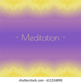Abstract purple background with yellow lotus flower. Vector illustration. 