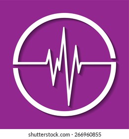 Abstract purple beats cardiogram illustration. vector. white