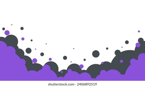 burbuja púrpura y negra abstracta sobre fondo blanco con algo de espacio de copia para texto