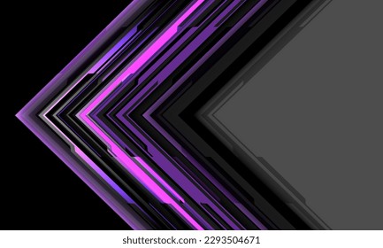 Abstract purple black grey arrow cyber circuit pattern direction geometric on white futuristic technology design modern creative background vector illustration.