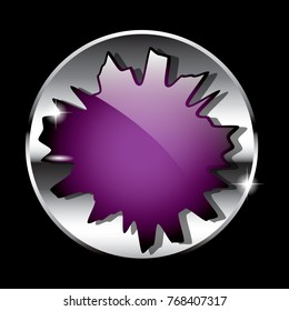 Abstract purple blot shaped background with a round silver frame, with space for your text. Vector illustration.