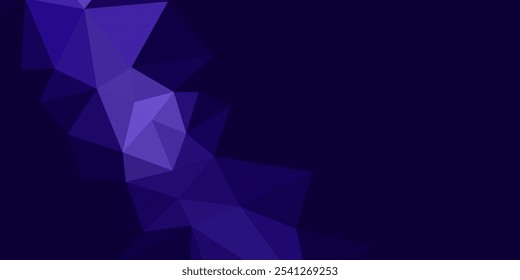 Abstract purple and blue geometric background with a triangular pattern on the left side.