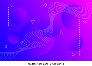 Abstrakter, violetter bis blauer Farbverlauf-Hintergrund mit Kreisen, Linien und Kurve