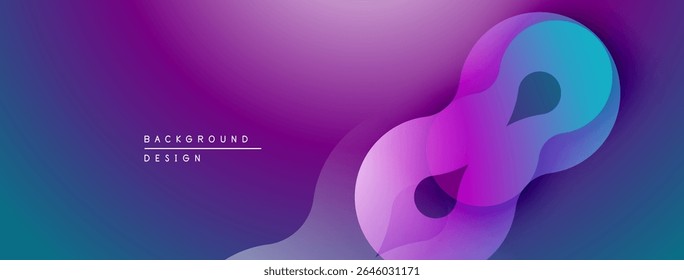 Abstraktes Violett, blauer Farbverlauf. Fließende Formen erzeugen ein Unendlichkeitssymbol. Modernes Design für Hintergründe, Präsentationen.