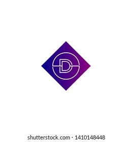 abstract purple blue gradient square business D logo letter design concept 