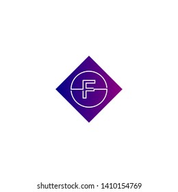 abstract purple blue gradient square business F logo letter design concept 