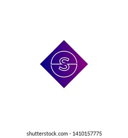 abstract purple blue gradient square business S logo letter design concept 