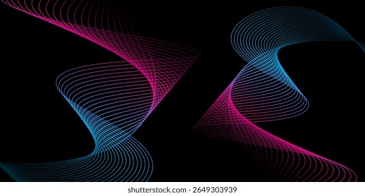Abstract purple blue gradient wave lines background. Modern flowing wave lines element. Futuristic technology concept. Horizontal template design. Vector illustration