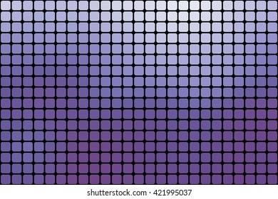 Abstract purple blue mosaic background with square tiles over black, horizontal format.