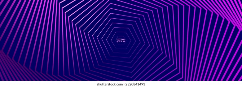 Abstract Purple and Blue Pattern with Stairs. Spiral Textured Tunnel. Geometric Psychedelic Background. Vector. 3D Illustration