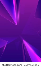 Polígono azul roxo abstrato com linhas brilhantes de fundo de néon. Anúncios digitais. Banner de anúncios sociais