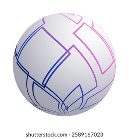 Abstract Purple and Blue Translucent Patterned Lit Globe Clipart Design with Intersecting White Squares, Grid of Overlapping Rectangular Outlines - Vector Template Isolated on White Background