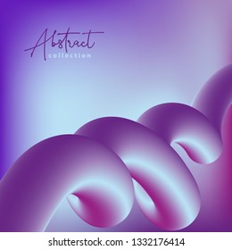 Abstract purple and blue vector trendy background with fluid gradient 3d shapes, liquid colors. Isolated fluid design elements. Spiral. Liquid shapes. For covers, cards, posters and presentation