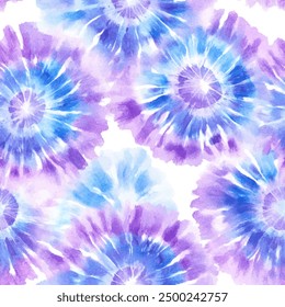 Abstract purple, blue and white tie dye shibori watercolor painting patterns, Cute seamless pattern design element for sale banners, posters, labels, and gift wrapping paper.