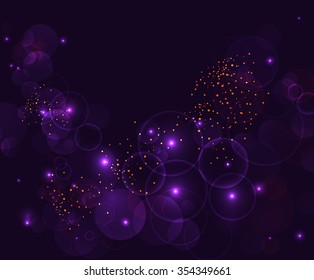 Abstract purple bokeh digital background. Vector illustration.