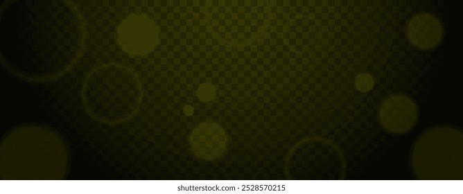 Abstractas efecto de luz bokeh púrpura con partículas brillantes sobre fondo transparente. Círculos borrosos en atmósfera oscura