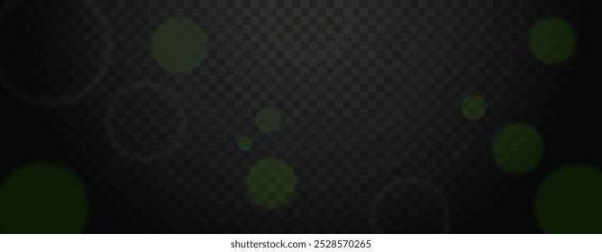 Abstractas efecto de luz bokeh púrpura con partículas brillantes sobre fondo transparente. Círculos borrosos en atmósfera oscura