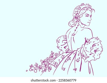Abstract purple of bride vector for card, illustration, decoration