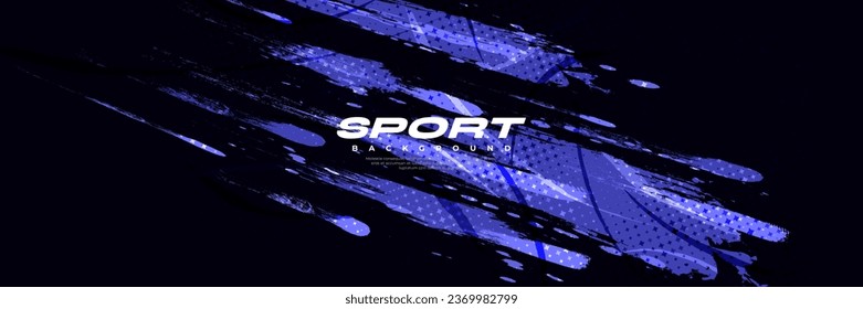 Abstract Purple Brush Background with Halftone Effect. Sport Background. Brush Stroke Illustration for Banner or Poster. Scratch and Texture Elements For Design