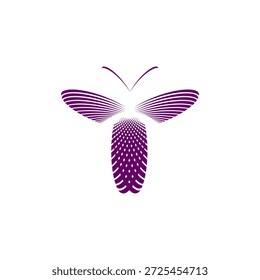 Abstraktes violettes Schmetterlingslogo mit dynamischen Linien