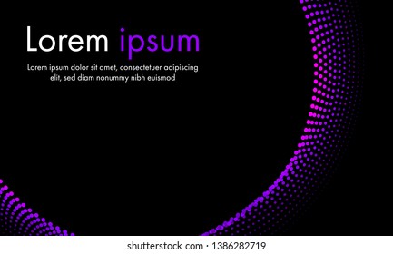 Abstract purple circle halftone vector in black background