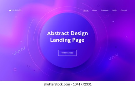 Abstract Purple Circle Landing Page Background. Trendy Minimalistic Pink Violet Gradient Shape Pattern. Creative Design Soft Line Element for Website Web Page. Flat Cartoon Vector Illustration