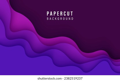 abstract purple color dynamic wavy overlap layers papercut background. eps10 vector