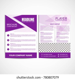 Abstract Purple Color Flyer Template, Size A4,  Vector, Illustration