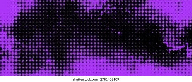Abstract purple colored background with halftone effect . Brush drawn scratches splatter grunge distressed background. Grainy bold brush strokes texture with small dots. Urban punk vector background
