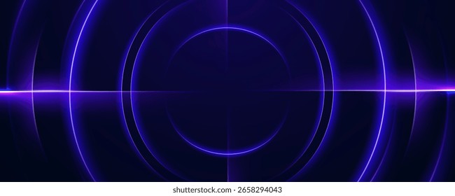 Círculos concêntricos roxos abstratos com efeito de luz brilhante