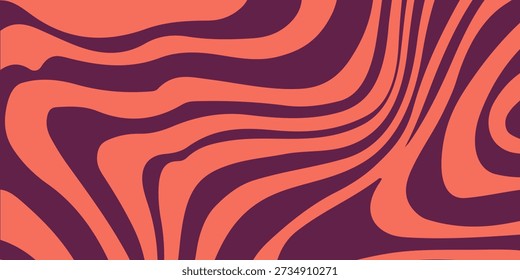 Fondo de impresión de ondas psicodélicas de coral púrpura Abstractas. Modelo inconsútil trippy de los años 70. Patrón de remolino de acrílico de mármol. diseño moderno