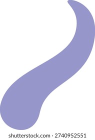 Abstract purple curved shape, brushstroke, or paper cutout. Suitable for creative projects, children's drawings, crafts, and collages. Decoration, sticker. Vector flat illustration.