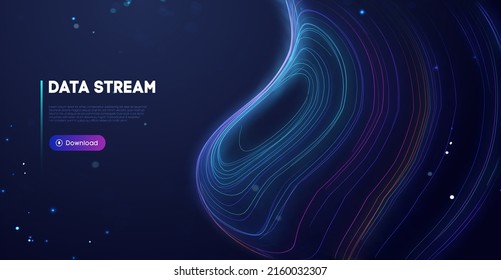 Abstract purple data stream. Abstract digital background cloud technology. Big Data Technology vector illustration.