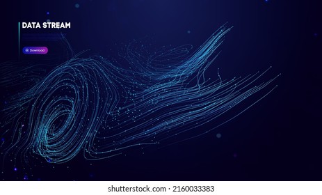 Abstract purple data stream. Abstract digital background cloud technology. Big Data Technology vector illustration.